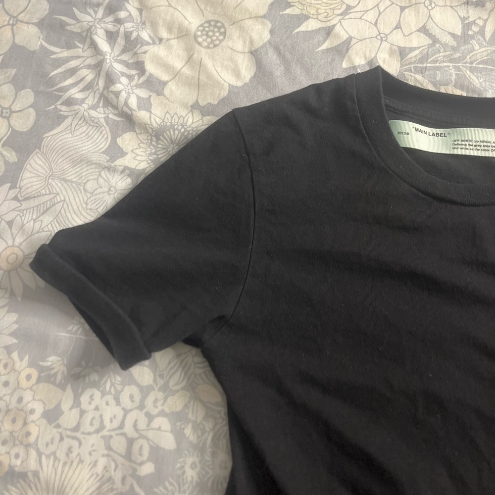 Off-White Virgil Abloh Black Graphic T-Shirt Main Label Back Print Designer Tee - Picture 7 of 16